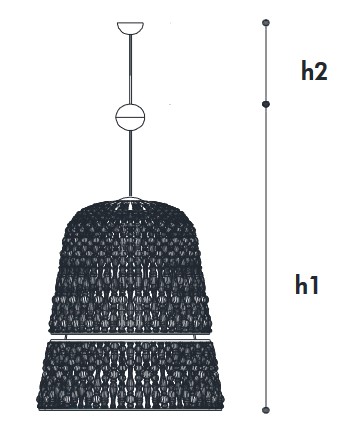 Crowns Incanto Italamp Suspension Lamp - Dimensions